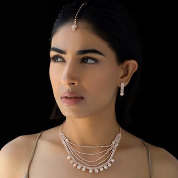 EYRA Necklace Anti-Tarnish Crystal Set With Earrings