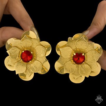 EYRA Earrings Anti-Tarnish Ruby Flower Studs