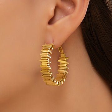 EYRA Earrings Anti-Tarnish Abstract Ziczac Hoops