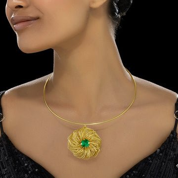 EYRA Necklace Anti-Tarnish Golden Nest Emerald Hasli