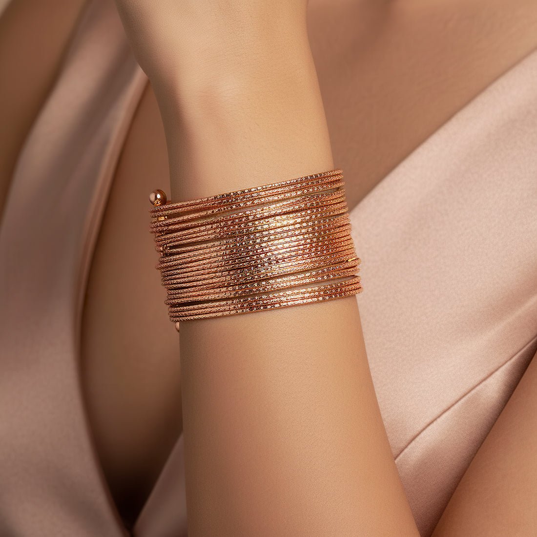 EYRA Bracelet Anti-Tarnish Rose Gold Multilayer Bangle (Adjustable Size)
