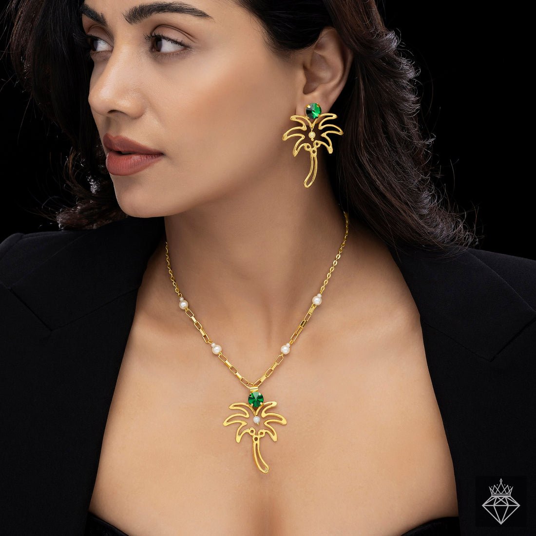 EYRA Necklace Anti-Tarnish Palm Tree Set With Earrings