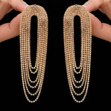 EYRA Earrings Anti-Tarnish Golden U-Shaped Rhinestone Danglers