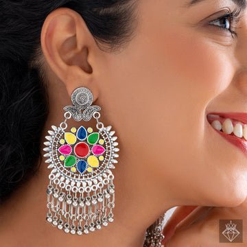 EYRA Earrings Ethnic Enchantment: Exquisite Multicolour Statement Danglers