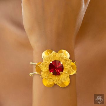 EYRA Bracelet Anti-Tarnish Ruby Flower (Adjustable Size)