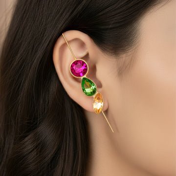 EYRA Earrings Anti-Tarnish Hook-Needle Crystal in Tri-shape