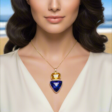 EYRA Necklace Anti-Tarnish Rectangle & Triangle Pendant with Earrings