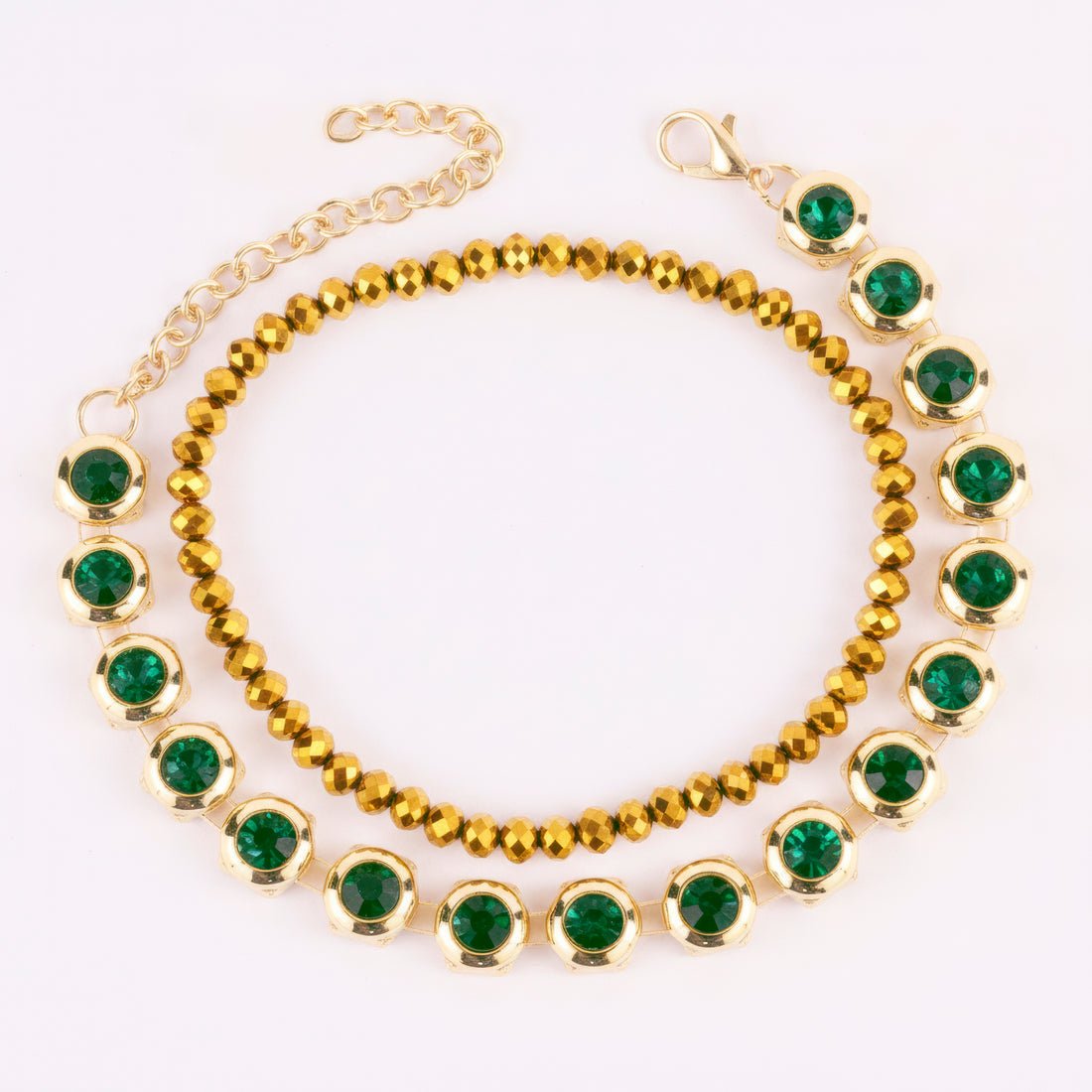 EYRA Bracelet Anti-Tarnish Pack of 2 Gold Crystal & Emerald
