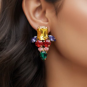 EYRA Earrings Anti-Tarnish Multi-Color Triangle Statement Studs