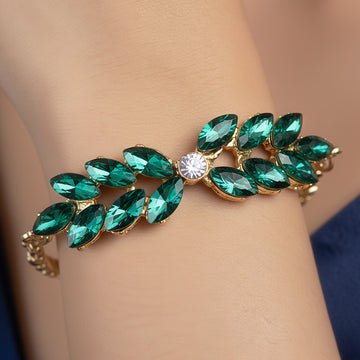EYRA Bracelet  Anti-Tarnish Marquise Crystal Leafy-Style Chain