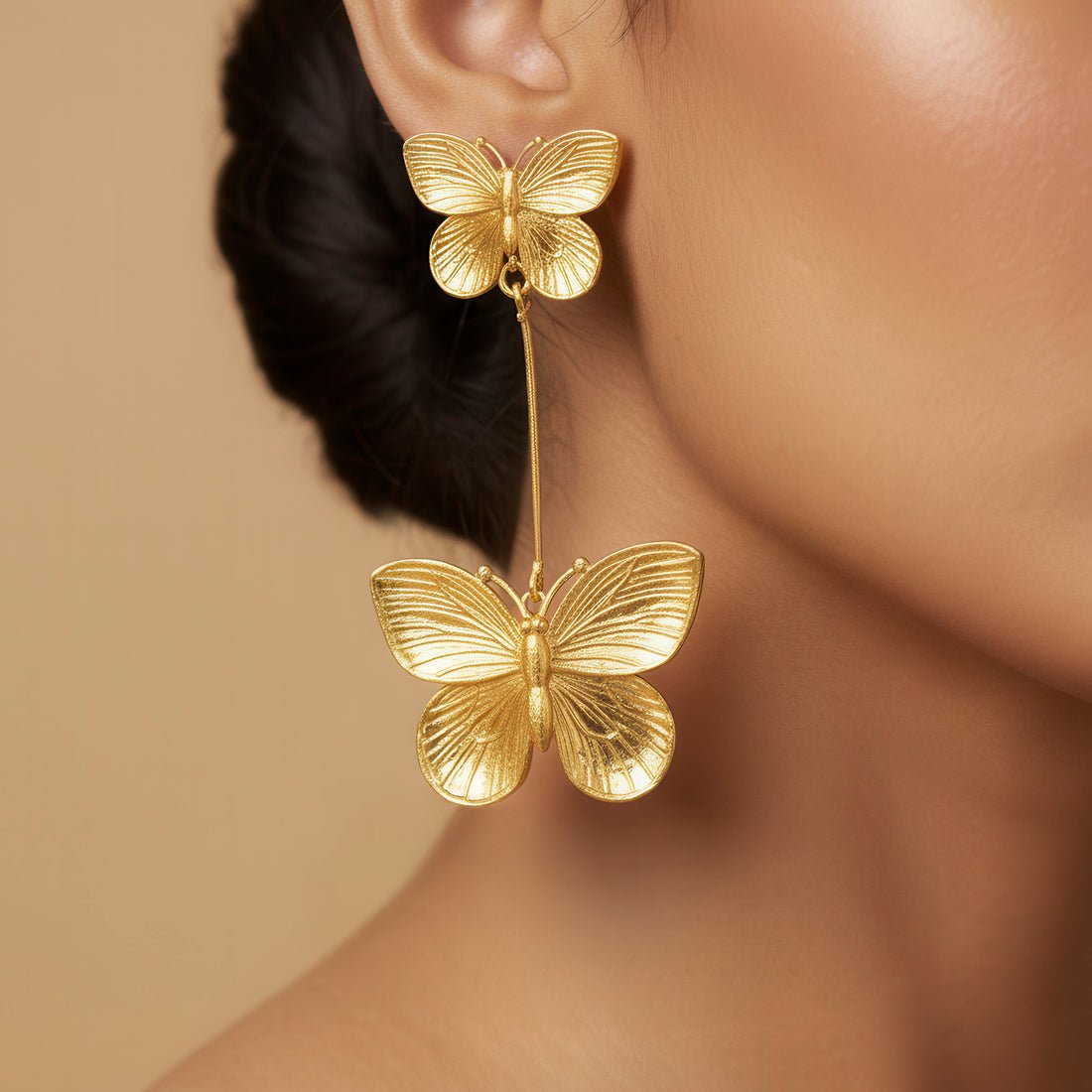 EYRA Earrings Anti-Tarnish Golden Butterflies Danglers