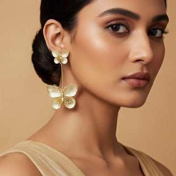 EYRA Earrings Anti-Tarnish Golden Butterflies Danglers