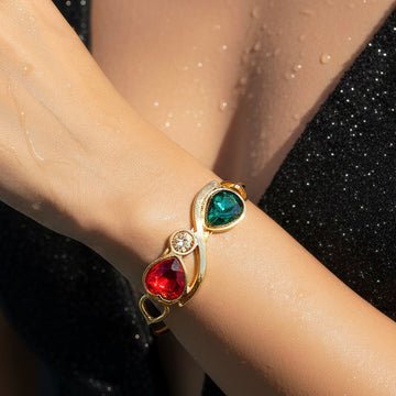 EYRA Bracelet Anti-Tarnish Infinity Heart & Tear Drop Crystal (Adjustable Size)
