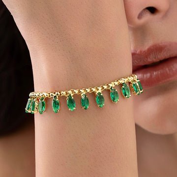 EYRA Bracelet Anti-Tarnish Marquise Crystal Charms-Style Chain