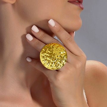 EYRA Ring Anti-Tarnish Hammered Coin (Adjustable Size)