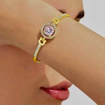 EYRA Bracelet Anti-Tarnish Solitaire Studded Bangle (Adjustable Size)