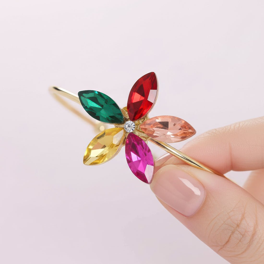 EYRA Bracelet Anti-Tarnish Multi-Color Flower Bangle (Adjustable Size)