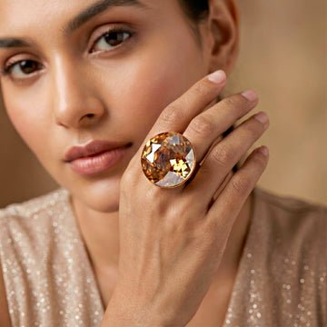 EYRA Ring Anti-Tarnish Big Round Crystal Cocktail