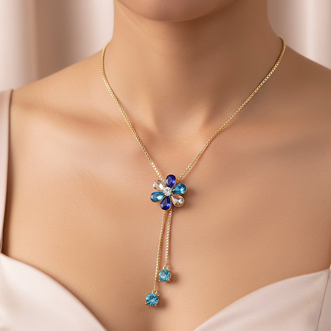 EYRA Necklace Anti-Tarnish Crystal Set With Earrings