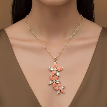 EYRA Necklace Anti-Tarnish Flower Pendant Set With Earrings