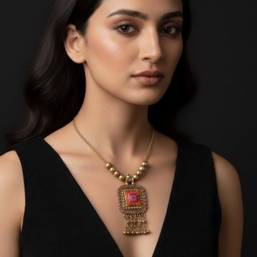 EYRA Necklace Ethnic Statement with Colorful Enamel