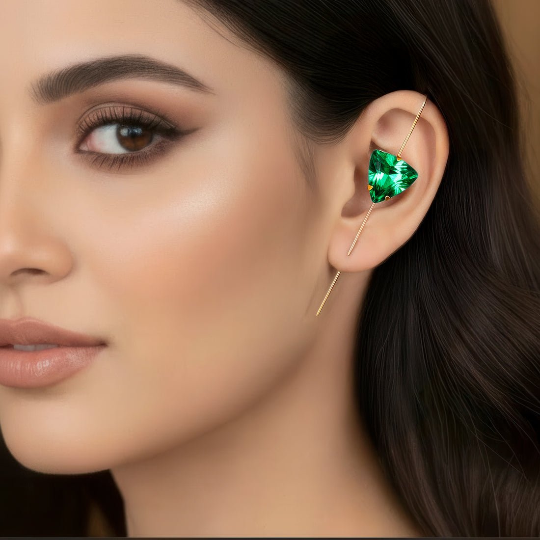 EYRA Earrings Anti-Tarnish Triangle Crystal Hook Danglers