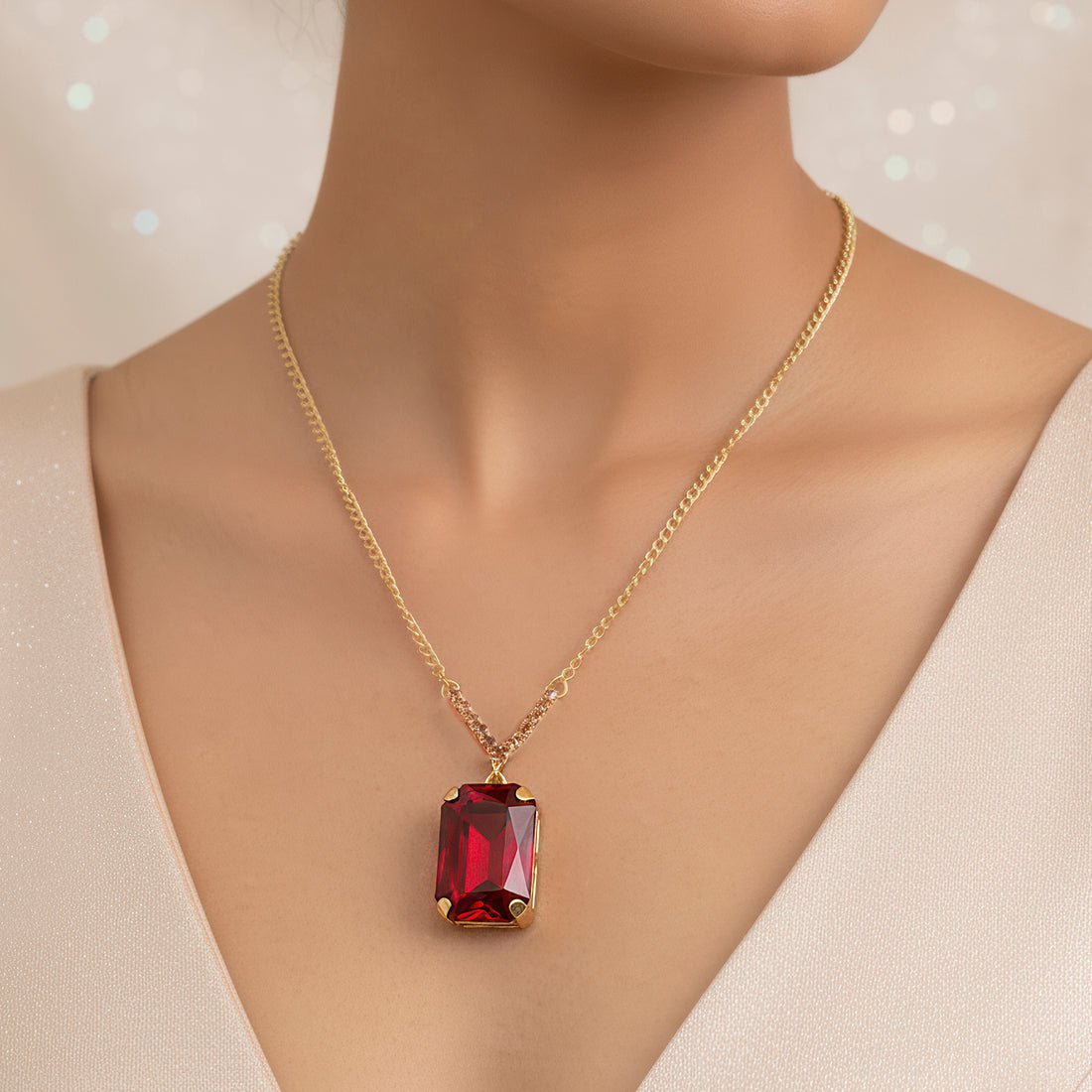 EYRA Necklace Anti-Tarnish V-Shape Pendant Set with Earrings