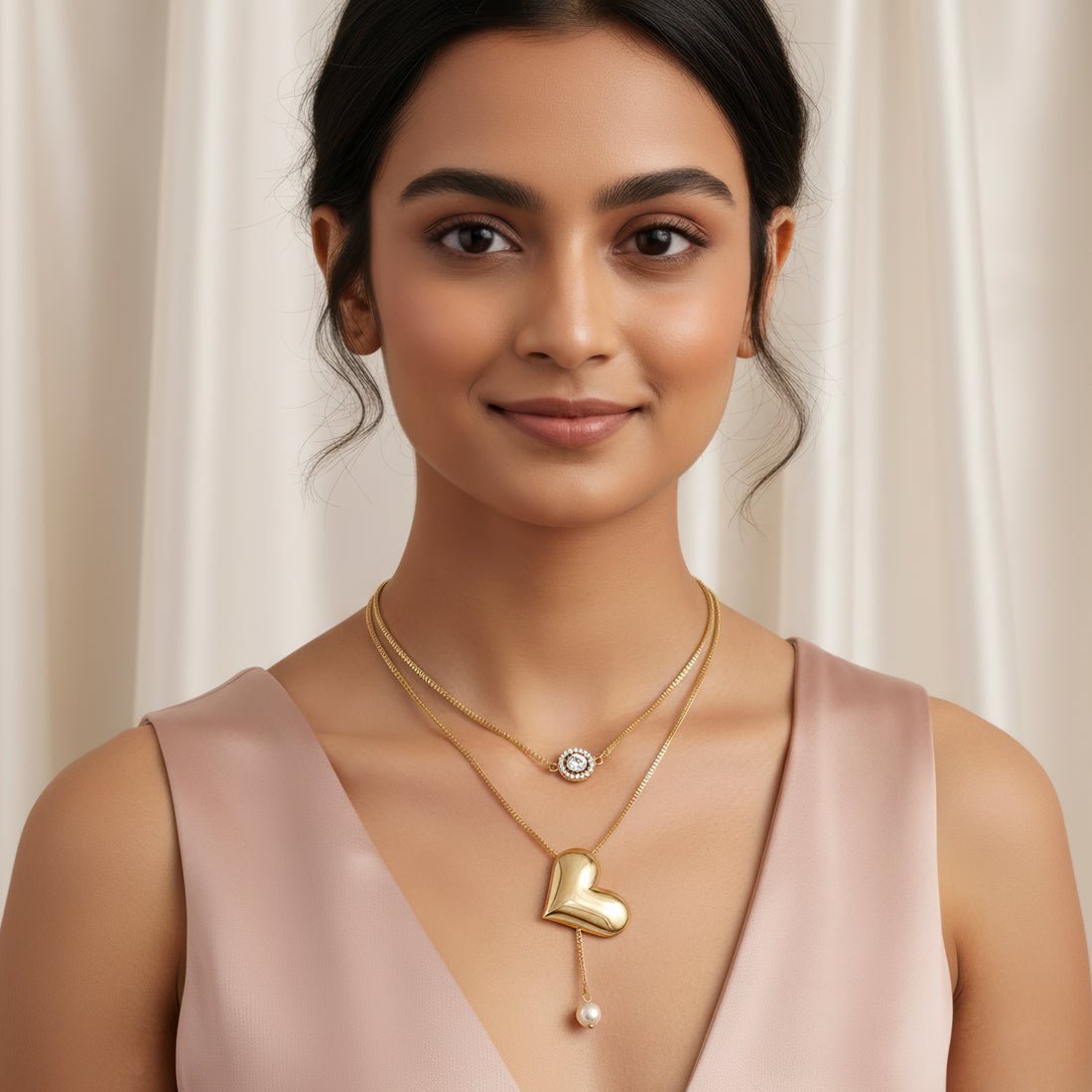 EYRA Necklace Anti-Tarnish Multilayered Golden Heart
