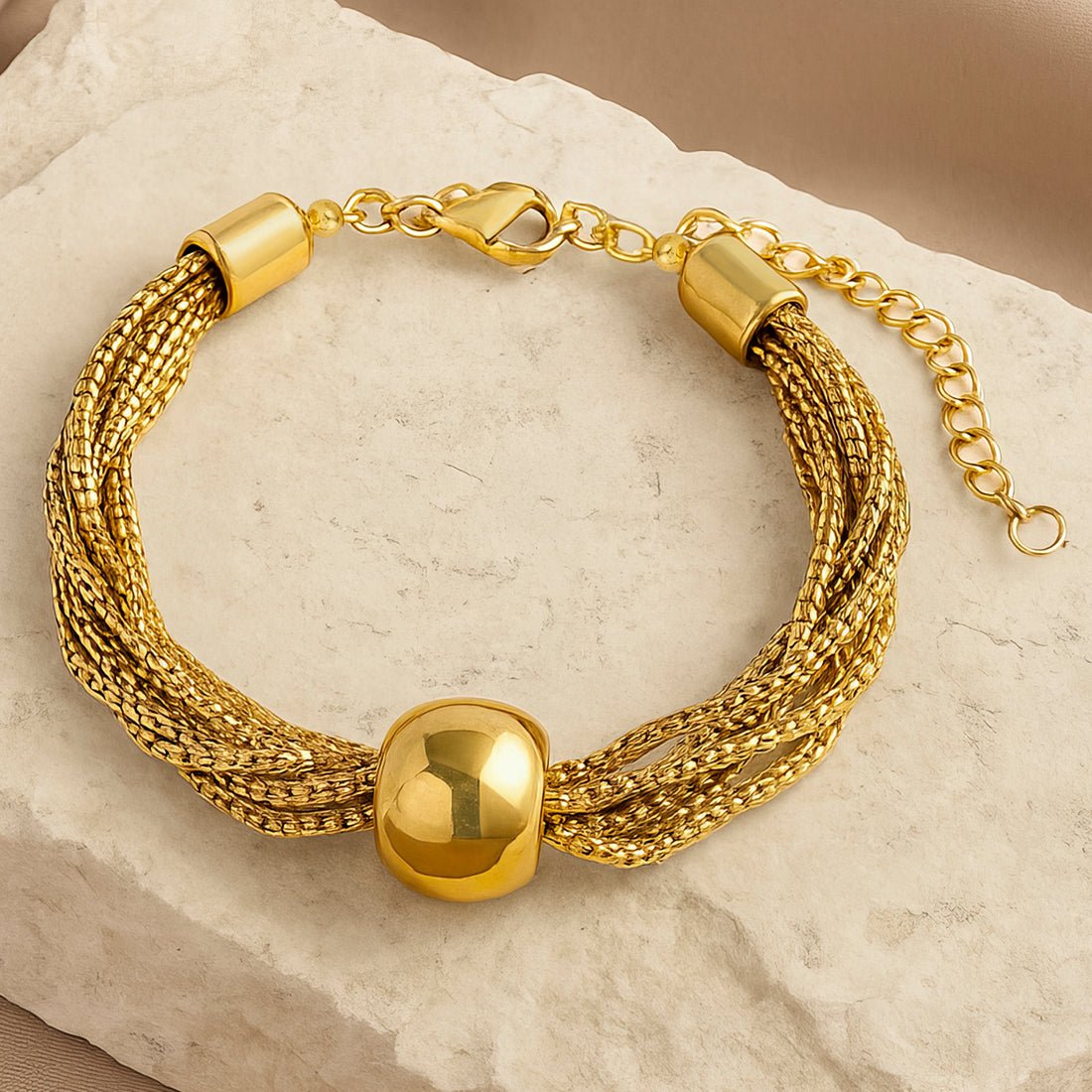 EYRA Bracelet Anti-Tarnish Golden Box Chain (Adjustable Size)
