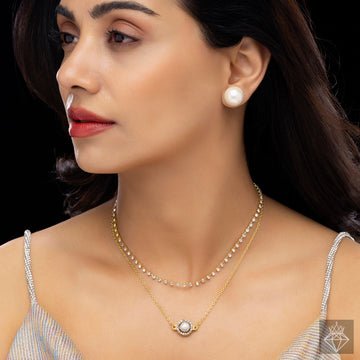 EYRA Necklace Anti-Tarnish Double Layer Set With Earrings