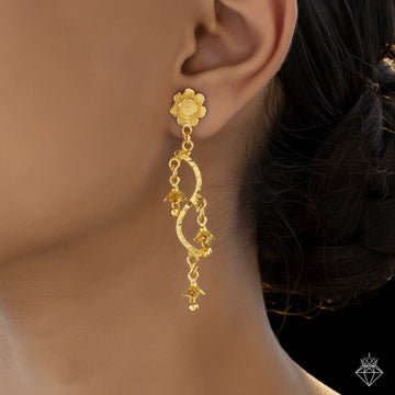 EYRA Earrings Anti-Tarnish Golden Flower Danglers