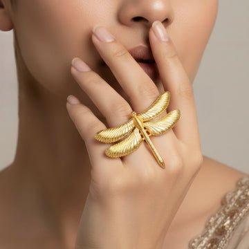 EYRA Ring Anti-Tarnish Oversized Dragonfly Statement