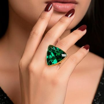 EYRA Ring Anti-Tarnish Trillion Crystal Cocktail (Adjustable Size)