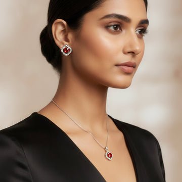 EYRA Necklace Anti-Tarnish Evergreen Pearl Studded Set With Earrings
