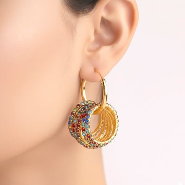 EYRA Earrings Anti-Tarnish Multilayer Crystal Hoops