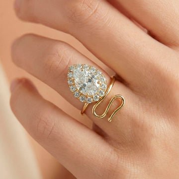EYRA Ring Anti-Tarnish Pear Cut Crystal Openable Snake