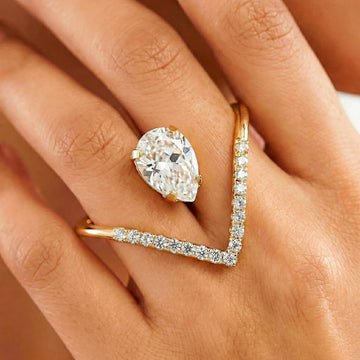 EYRA Ring Anti-Tarnish Invisible Pear Stone Statement