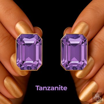 EYRA Earrings Anti-Tarnish Rectangle Shape Tanzanite Crystal Studs