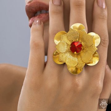 EYRA Ring Anti-Tarnish Ruby Lotus (Adjustable Size)