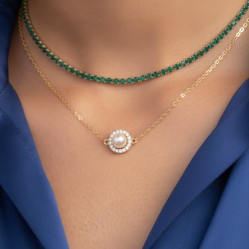 EYRA Necklace Anti-Tarnish Double Layer Set With Earrings