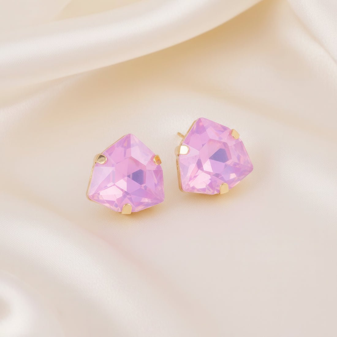EYRA Earrings Anti-Tarnish Purple Trillion Stone Studs