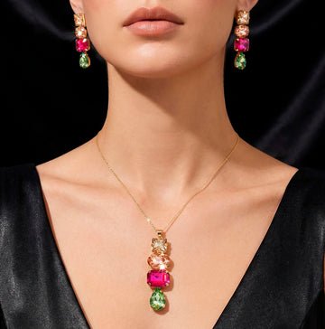 EYRA Necklace Anti-Tarnish Crystal Set With Earrings