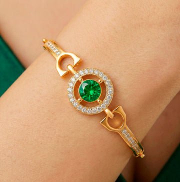 EYRA Bracelet Anti-Tarnish Emerald Crystal & AD Flexi (Adjustable Size)