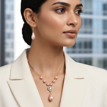 EYRA Necklace Anti-Tarnish Pearl Set With Earrings