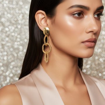 EYRA Earrings Anti-Tarnish Popcorn Chain Link Danglers