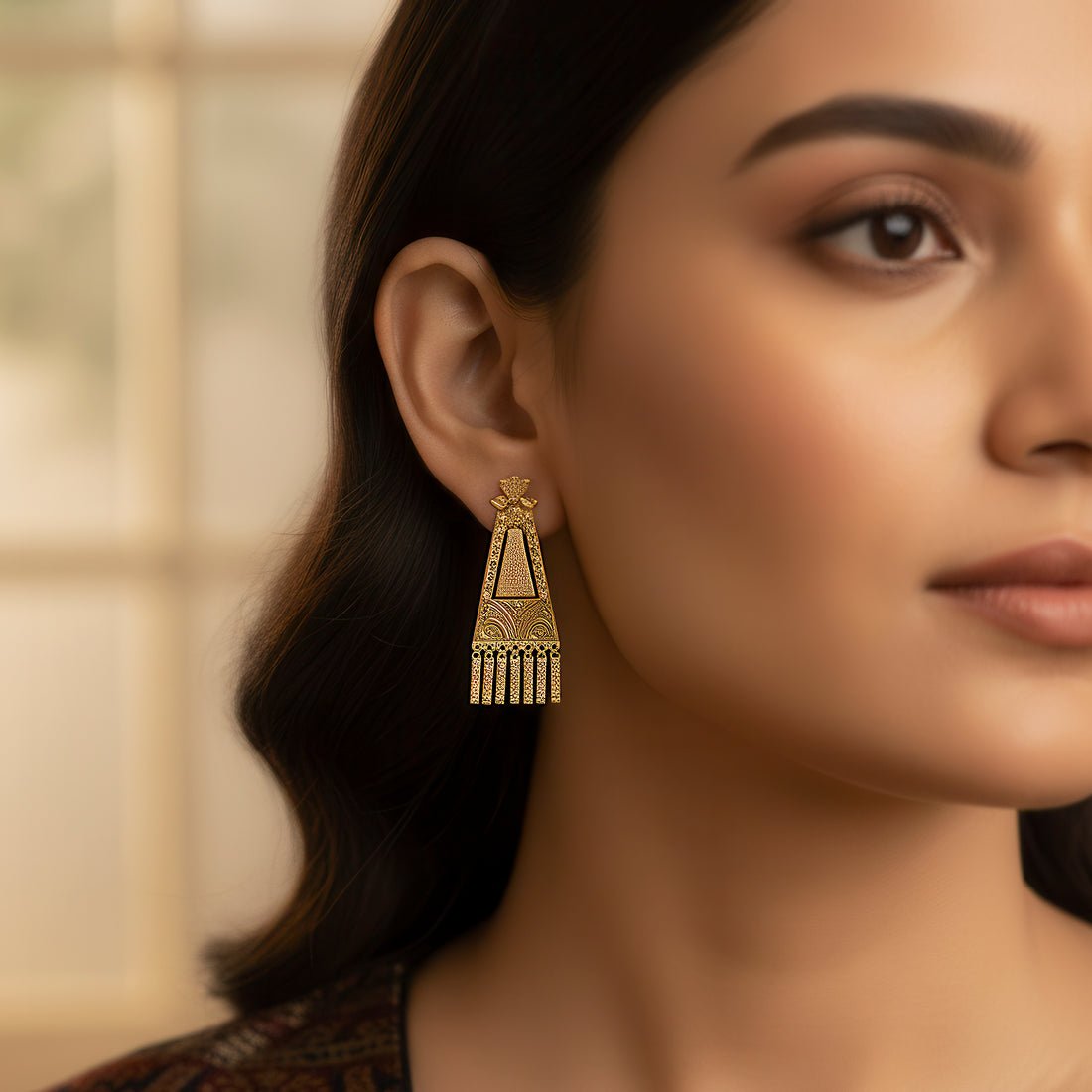 EYRA Earrings Anti-Tarnish Ethnic Long Danglers with Charms