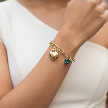 EYRA Bracelet Anti-Tarnish Crystal & Heart Charm (Adjustable Size)