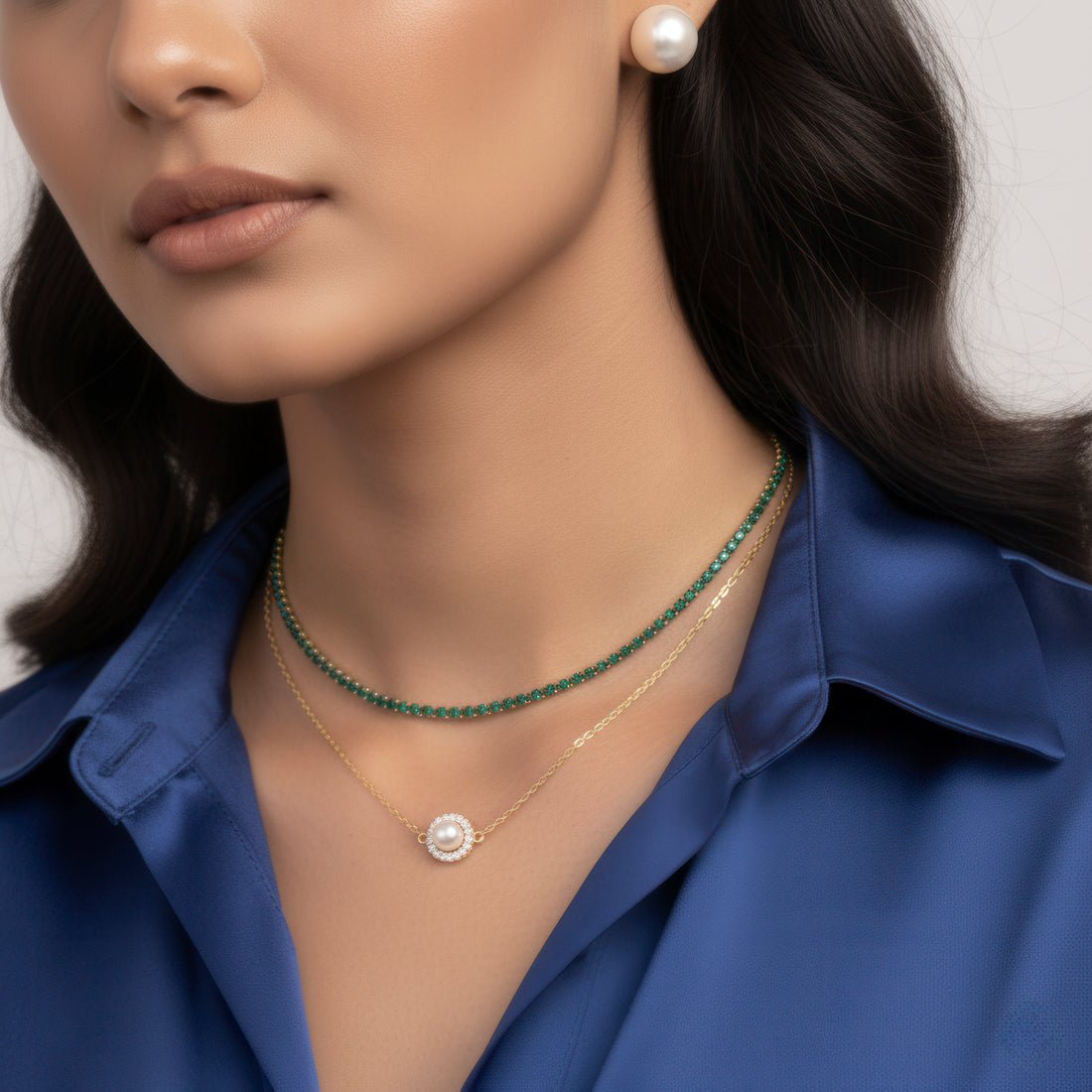 EYRA Necklace Anti-Tarnish Double Layer Set With Earrings