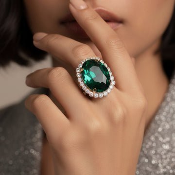 EYRA Ring Anti-Tarnish Oval Crystal Cocktail