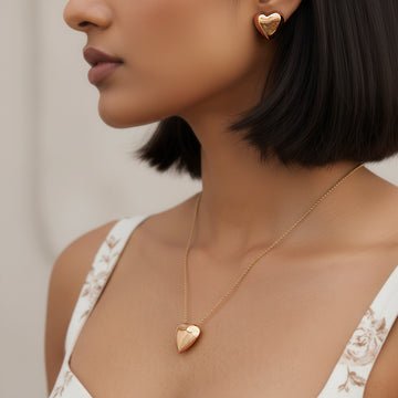 EYRA Necklace Anti-Tarnish Heart Set With Earrings
